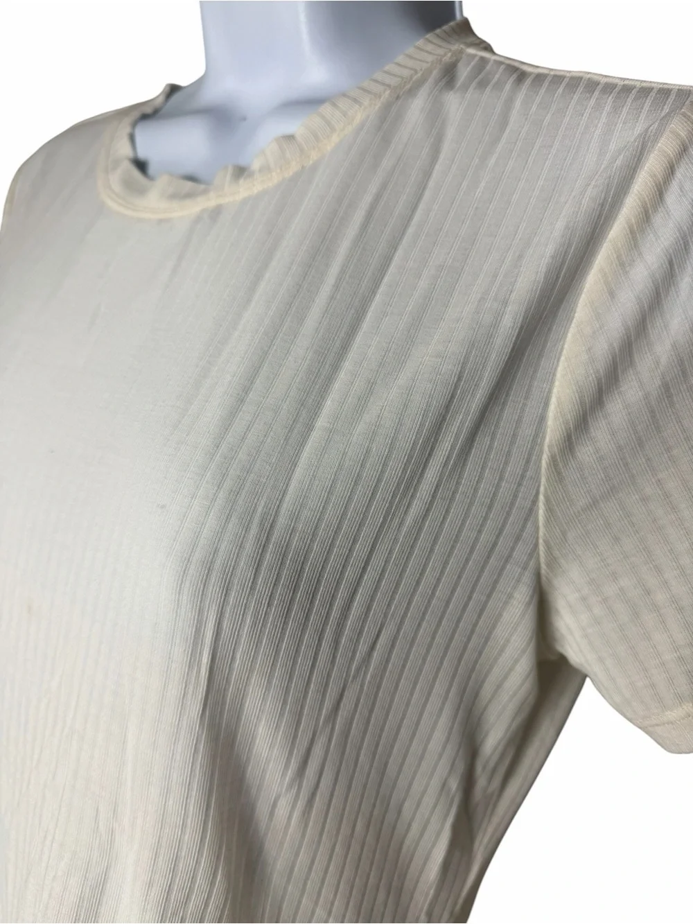 Alo Yoga Ribbed Sea Coast Short Sleeve Tee Athletic Crew Neck Size XS Ivory